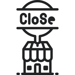 Shop close outline icons. Vector illustration. Isolated icon suitable for web, infographics, interface and apps.