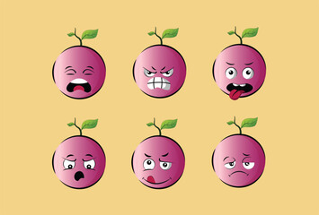 Cute fruit character set. Stock illustration cartoon vector illustration