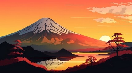 富士山　イメージイラスト　generative AI