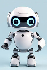 white robot character with blue light