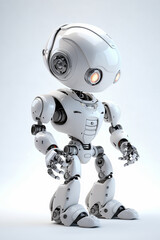 white robot character with light