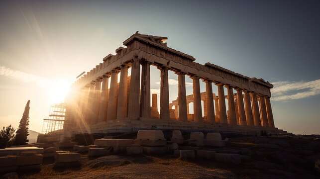 partenon athens greece evening