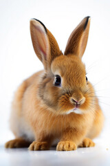 Fototapeta premium adult rabbit, brown, white background