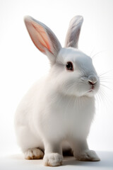adult rabbit, white, white background