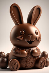 chocolate made bunny, decorated, easter, gift, happy