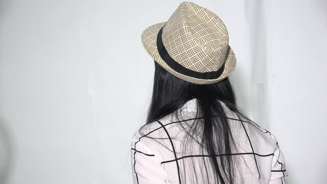 sad depressed asian woman isolated