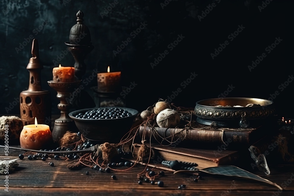 Poster table filled with an assortment of candles in various shapes and sizes created with generative ai te