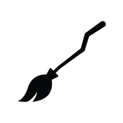 Silhouette of a witch broom icon. broomstick from a tree for Halloween. isolated on white background. vector illustration