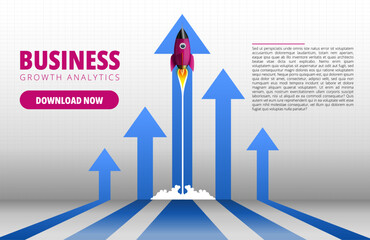 Growth Up Rocket Launcher Arrow Business Concept Design Suitable For Marketing and Business Presentation, Social Media, Carrier Poster Design etc