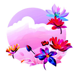 Fototapeta na wymiar cute watercolor flower generative ai