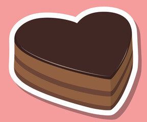 ステッカー風ハート型チョコレートケーキ