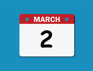 2th March calendar icon. Calendar template for the days of March.