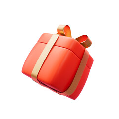 Red gift box icon 3d render cutout