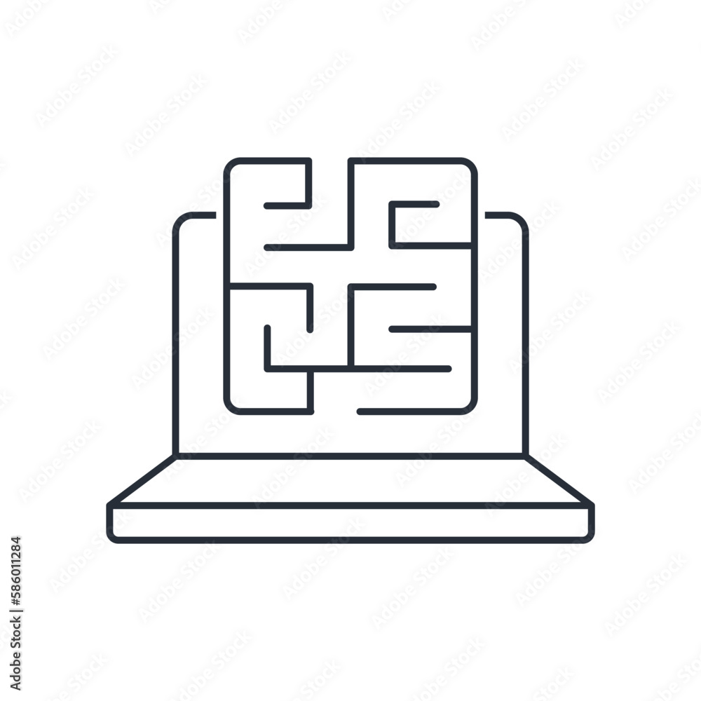 Poster screen maze. confusing interface. the problem of access to information. difficult search.vector line