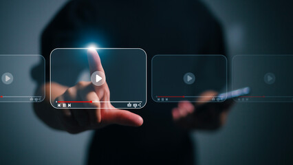 streaming online, watching video on the internet, live concert, show, or tutorial concept