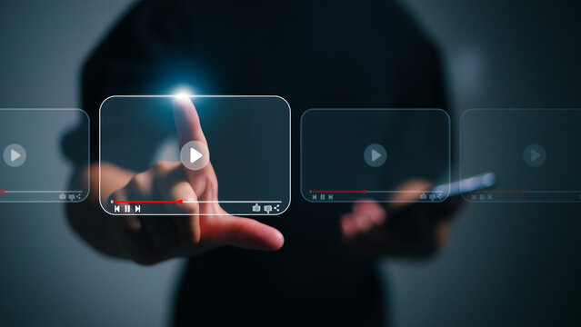 streaming online, watching video on the internet, live concert, show, or tutorial concept