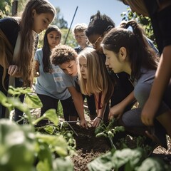 kids planning on spring garden, ai