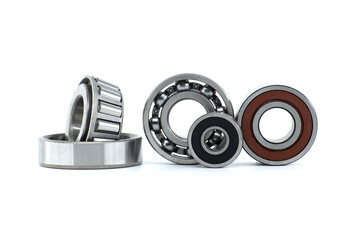 Set of various bearings isolated on white
