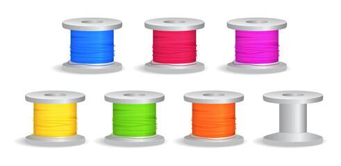 set of realistic sewing supplies for tailoring. eps vector