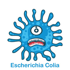 E.Coli bacteria icon Bacteria Escherichia coli, E.coli, a gram negative rod shaped bacterium, part of the normal flora of the intestine and causative agent of diarrhea.