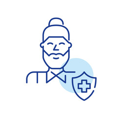 Medical insurance policy user. Pixel perfect, editable stroke line icon