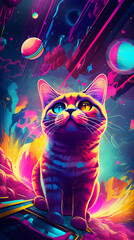 Cat on the space, generative ai