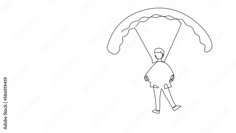 Poster self drawing animation of single one line draw businessman holding target with arrow in bullseye and