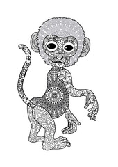 Baby monkey mandala colouring books 