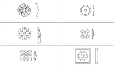 Sketch vector illustration of classic decorative wall and ceiling elements