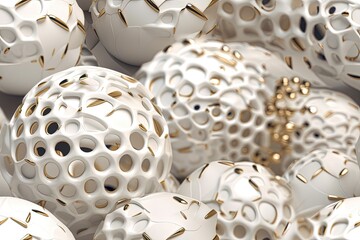 tower made of white and gold balls stacked on top of each other created with Generative AI technology
