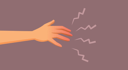 Numb Hand Feeling Tingly Vector Concept Illustration. Person feeling tingling numbness in their fingertips suffering from diabetes
