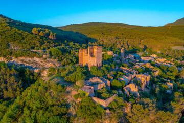 View of Ruesta castle in Spain