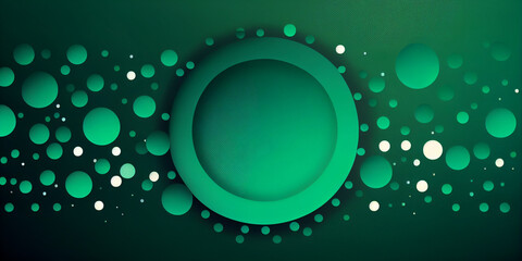 Emerald Green Abstract Circles Background with Text and Logo Space