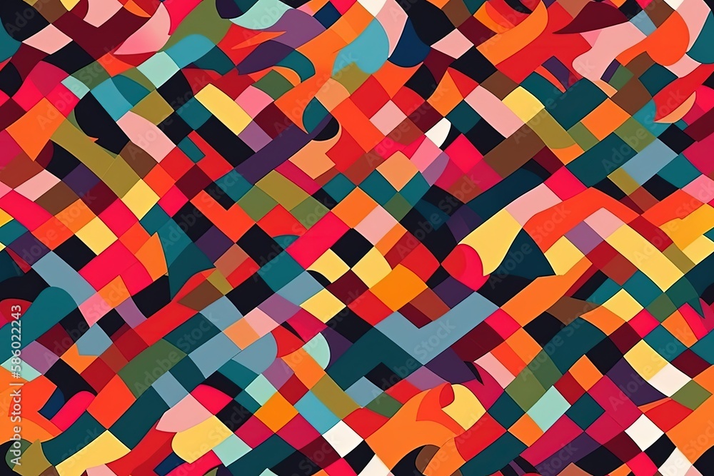 Poster vibrant and colorful abstract pattern created with generative ai technology