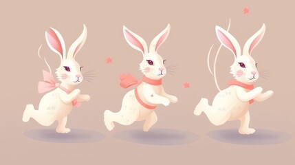 Obraz premium Rabbit in Easter day with flowers, cute animals illustration