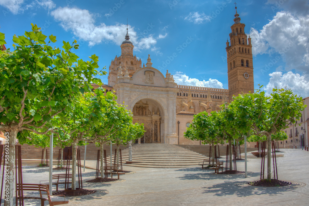 Poster cathedral santa maria de la huerta in spanish town tarazona