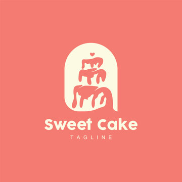 Sweet Cake Logo Design, Birthday Bread Vector, Simple Design Bakery Icon Template Illustration