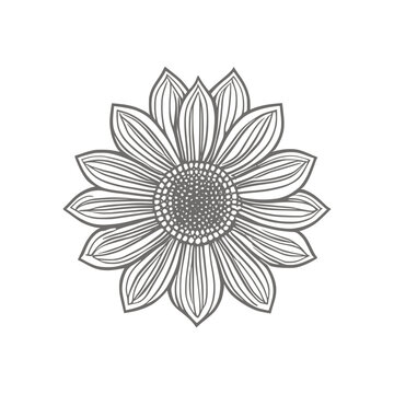 Wonderful flower. Vector illustration. Coloring book page for adults. Black and white line. Love bohemia concept for wedding invitation cards, branding, Coloring page, and label.