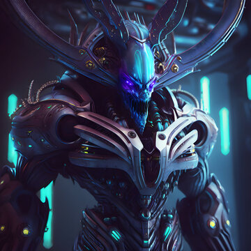 alien with futuristic armor, generative AI