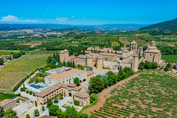 Aerial view of Monastery of Santes Creus in Spain