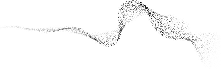 Abstract dots particles flowing wavy isolated on white background. Vector illustration design elements in concept of technology, energy, science, music.