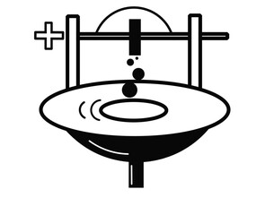 Kitchen Sink Icon, Kitchen Accessories With Water Tap Used For Washing Dishes, Preparing Food Vector Art Illustration