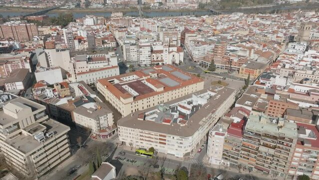 Aerial Shot Of Badajoz Magnificent Cityscape, Extremadura, Spain