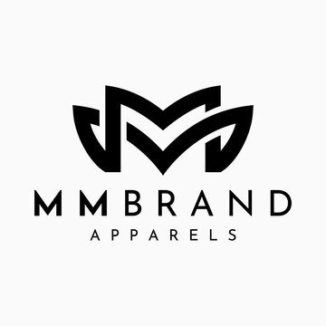 Minimalist line letter M MM logo design template