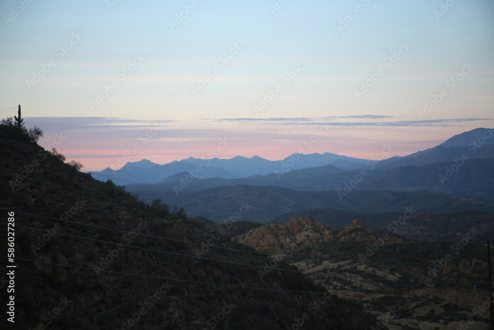 Sticker sunset in the mountains