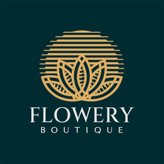 Obraz premium Luxury lotus flower logo design template