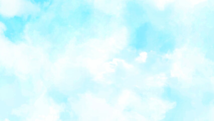 Fototapeta na wymiar Soft watercolor blue sky with white cloud
