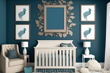 Taupe, space blue, Caribbean, peacock and White Nursery