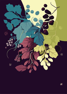 1. Celebrate the autumn wine festival with this set of backgrounds featuring grapevine frames and colorful psychedelic art, perfect for creating posters and cards.
2. Get creative with this collection