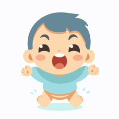 Excited baby boy simple flat graphic